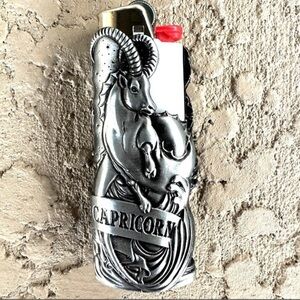 Metal lighter case fits BIC lighter standard size j6 holder zodiac caseCapricorn
